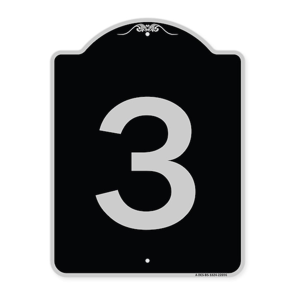 Sign with Number 3 Heavy-Gauge Aluminum Architectural Sign, 24" x 18", BS-1824-22896